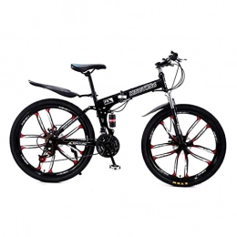 MENG Bicicletas de montaña plegables MENG Mtb Bicicleta de Montaña Plegable 21 Velocidad Bicicleta 26 Pulgadas Ruedas de Acero Al Carbono con Bifurcación para Amortiguador / Negro