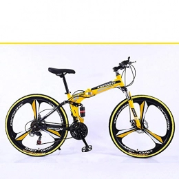 Mountain Bike Bicicletas de montaña plegables Mini bicicleta de montaña plegable ligera de 26 pulgadas, pequea, porttil, duradera, bicicleta de carretera, bicicleta de ciudad, neumtico de color amarillo, 26 pulgadas, 21 velocidades