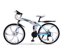 MOOLUNS Bicicleta MOOLUNS Bicicleta de Montaña, Plegable 26 Pulgadas Bicicletas de Acero Al Carbono, Doble Choque Velocidad Variable, Rueda Integrada de 6 Cuchillas, Altura Apropiada el 160-185cm, Blanco, 26in (27 Speed)