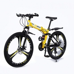 MRQXDP Bicicletas de montaña plegables MRQXDP Bicicleta para adolescentes adultos Outroad Mountain, bicicleta de 26 pulgadas, bicicletas de montaña, suspensión plegable bicicleta de 27 velocidades, bicicleta MTB para hombres / mujeres-amarillo