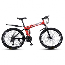 MRQXDP Bicicletas de montaña plegables MRQXDP MTB, suspensión de Horquilla, Bicicleta para Mujeres / Hombres, para jóvenes y Adultos, Bicicletas de aleación más Fuertes de 26 Pulgadas, Bicicletas de montaña Ligeras de 27 velocidades, Rojo