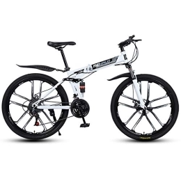 RR-YRL Bicicletas de montaña plegables MTB Amortiguador de bicicletas, bicicleta plegable, 26 pulgadas, 27 de cambio de velocidad, marco de acero al carbono, Doble Amortiguador de conducción confortable, unisex adultas, White 27 shift