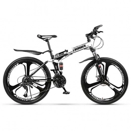 MUYU Bicicleta MUYU Bikes Bicicleta Montaña de 26 Pulgadas, Plegable de Aluminio Doble Freno Disco, Blanco, 21 Speed