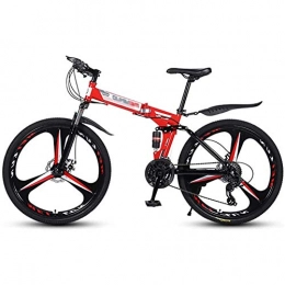 MXXDB Bicicletas de montaña plegables MXXDB Bicicleta de montaña Plegable de 26 Pulgadas con absorción de Impactos Doble Bicicleta de 27 velocidades Carreras de Velocidad a Campo traviesa Un Clic Aluminio Plegable fácil Rojo