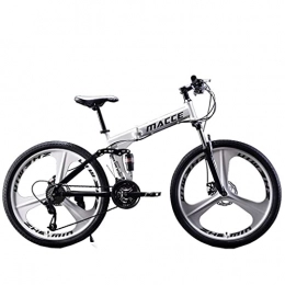 N&I Bicicletas de montaña plegables N&I Bicicleta de montaña para adultos, 24 pulgadas, plegable, para hombre y mujer, 21 velocidades, suspensión completa, freno de disco