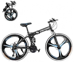 N&I Bicicletas de montaña plegables N&I Bicicleta de montaña para adultos de 26 pulgadas, plegable, con ruedas de 21 velocidades, marco de acero al carbono, doble disco, suspensión completa, antideslizante, para hombre