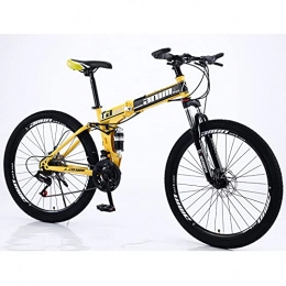 Newut Bicicleta Newut Bicicleta de montaña de 26 Pulgadas de Acero Altas de Carbono, Bicicletas de montaña Plegables de Doble Amortiguador Integrado, Black Yellow, 27 Speed