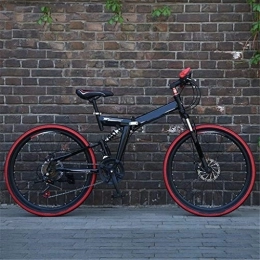Nfudishpu Bicicletas Overdrive Hardtail Bicicleta de montaña 24/26 Pulgadas Ciclo Negro Plegable de 21 velocidades con Frenos de Disco, 26 Pulgadas