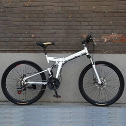 Nfudishpu Bicicletas de montaña plegables Nfudishpu Mountain - Bicicleta Deportiva para Adultos, suspensión Completa de Aluminio, Ruedas de 24-26 Pulgadas, Ciclo Plegable de 21 velocidades con Frenos de Disco, 24 Pulgadas