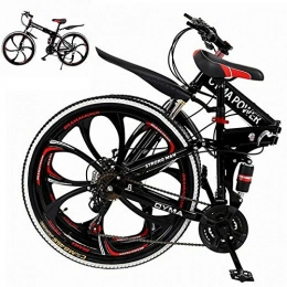 CXSMKP Bicicleta Outroad Mountain Bike 21 Speed 26 Inch Folding Bike Double Disc Brake Bicycles Front Shock Absorber, High Carbon Steel, Aluminum Alloy Wheels