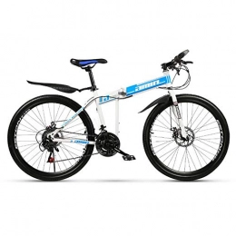 PsWzyze Bicicletas de montaña plegables PsWzyze Mountain Mountain Ebike, Bicicleta de montaña Plegable de 26 Pulgadas, Bicicleta de montaña de Doble suspensión de Acero al Carbono de 21 velocidades-Azul