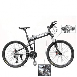 PXQ Bicicletas de montaña plegables PXQ 26 Pulgadas Adulto Plegable Bicicleta de montaña Marco de aleación de Aluminio y 5.5 CM Ancho neumático Shimano M610 30 Velocidad Off-Road Bicicleta con Freno de Disco y Amortiguador, Black