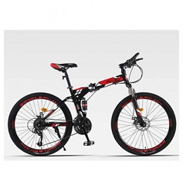 Qj Bicicletas de montaña plegables Qj MTB 27 Velocidades de absorcin de Choque para Hombre de MTB 26' Marco de Neumticos Acero de Alto Carbono de Doble suspensin con Doble Freno de Disco, Rojo