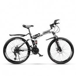 Qj Bicicletas de montaña plegables Qj MTB Marco de Acero de Carbono de Alta de 26 Pulgadas Bicicleta Plegable con Doble Freno de Disco, Negro, 24Speed