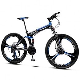 QMMD Bicicletas de montaña plegables QMMD Bicicleta Plegable Bicicleta Montaña, 26 Pulgadas Doble Freno Disco Bicicleta BTT, Adulto Cuadro de Acero Bicicleta Plegable, 21-24-27-30-Velocidades, Blue 3 Spoke, 30 Speed