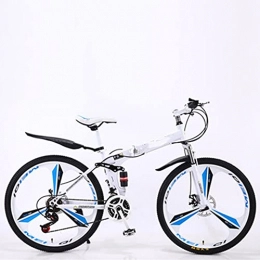 QQCY Bicicleta Plegable Acero Al Carbono De 21-24 Velocidades Bicicleta De Montaña De Suspensión Total De 24-26 Pulgadas,Bicicleta De Montaña con Freno De Disco Doble para Hombres