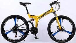 DPCXZ Bicicletas de montaña plegables Retro Bicicletas Plegables Estudiante Unisex Bicicleta De Montaña Plegable, Marco De Acero De Alto Carbono, 21 Velocidades Absorción De Impacto Bicicletas Urbanas yellow, 26 inches