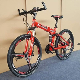 RR-YRL Bicicleta RR-YRL 24 Pulgadas Bicicleta Plegable de Acero al Carbono, 21 Tipos de Velocidad Variable Bicicleta de montaña, Unisex Adulta, fácil de Llevar, Rojo
