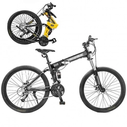 SHIN Bicicleta SHIN 26 Pulgadas Bicicleta de Montaña Unisex, Bici MTB Adulto con Doble Freno Disco, Bicicleta MTB Plegable, 27 Velocidades Bicicleta Adulto / Negro