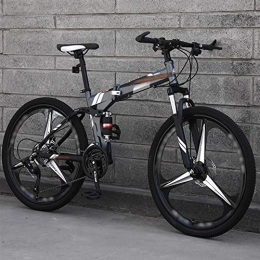 SHIN Bicicleta SHIN Bicicleta de Montaña Plegable, 27 Velocidades, Bicicleta Adulto, 26 Pulgadas Bici para Hombre y Mujerc, MTB con Doble Freno Disco / Gris