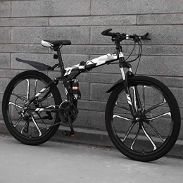 SHIN Bicicletas de montaña plegables SHIN MTB Bici para Adulto, 26 Pulgadas Bicicleta de Montaña Plegable, 27 Velocidades Bicicleta Juvenil, Doble Freno Disco y Doble Suspensión / Negro