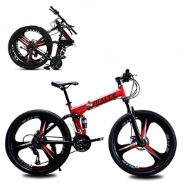 SHUI Bicicleta SHUI 24 Pulgadas Bicicleta De Montaña Plegable, MTB Antideslizante De 3 Rayos, Bicicleta De Moda para Hombre / Mujer / Adolescente, 21 / 24 / 27 Velocidades Opcional Red-24sp