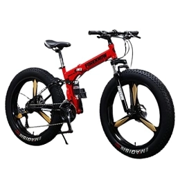 TAURU Bicicleta TAURU Bicicleta de montaña plegable de 24 velocidades, freno de disco dual, acero al carbono, marco trasero suave (24 pulgadas)