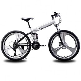 TriGold Bicicletas de montaña plegables TriGold Acero De Alto Carbono Bicicleta Horquilla De Suspensión Delantera, Adulto Bicicleta De Carretera Frenos De Disco Hombre Mujer, Plegable Bicicleta De Montaña 26in Velocidad-A 27 Velocidad