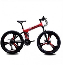 URPRU Bicicletas de montaña plegables URPRU Plegable Bicicleta de montaña Motos de Nieve Playa de Bicicletas Bicicletas de Doble Disco de Freno aleación de Aluminio de 24 Pulgadas Llantas-Red_24_Speed