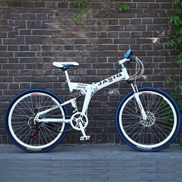 WEHOLY Bicicletas de montaña plegables WEHOLY Bicicleta de montaña Plegable con aleación de magnesio súper Liviana de 26", Engranaje de 21 velocidades de suspensión Completa Premium, 1, 26