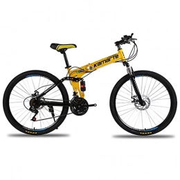 WGYDREAM Bicicletas de montaña plegables WGYDREAM Bicicleta Montaña MTB MTB 21 / 24 / 27 26inches Marco de Acero Velocidad Ruedas de radios de Doble suspensión de la Bici Plegable Bicicleta de Montaña (Color : Yellow, Size : 27 Shimano Speed)