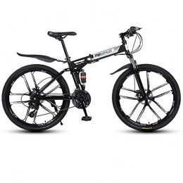WGYEREAM Bicicletas de montaña plegables WGYEREAM Bicicleta de Montaña, Bicicletas de montaña Plegable Barranco Bicicletas MTB Doble Suspensión y Doble Freno de Disco, Marco de Acero al Carbono (Color : Black, Size : 24-Speed)