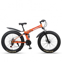 WLWLEO Bicicleta de montaña para Hombre de 26 Pulgadas 4.0 Bicicleta de Nieve Fat Tire Bicicleta Plegable Absorción de Choque Doble,Bicicleta Profesional de Velocidad Variable,Naranja,27 Speed