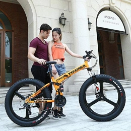 WND Bicicletas de montaña plegables WND Tire Fat Bike Inch Bicicleta de montaña para Nieve para Adultos, Naranja, 26 Pulgadas y 7 velocidades