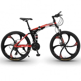 WPW Bicicletas de montaña plegables WPW Bicicleta de Montaña Premium - Bicicleta Plegable para Niños, Niñas, Hombres y Mujeres - Engranaje de 21 Velocidades, Ruedas de Corte de 26 Pulgadas y 6 (Color : 21-Speed Red, Talla : 24inches)