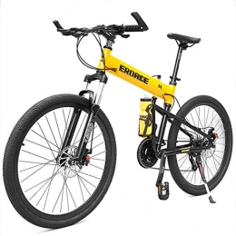 WXX Bicicletas de montaña plegables WXX bicicleta para niños de 26 pulgadas, aleación de aluminio, amortiguador completo, bicicleta de montaña plegable para estudiantes, carreras todoterreno, negro, tamaño 24