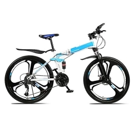 WYZDQ Bicicletas de montaña plegables WYZDQ 24 / 26 Pulgadas Variable montaña Bicicleta Plegable Velocidad de absorción de Choque Bicicleta de Carretera, Azul, 27 Speed (26 Inches)