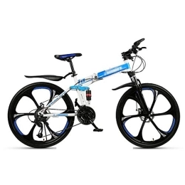 WYZDQ Bicicletas de montaña plegables WYZDQ Absorción de Trabajo portátil de Bicicletas Hombres y de Mujeres Choque Variable Plegable Bicicleta de montaña para Adultos Velocidad Carreras Off-Road, Azul, 24 Speed (24 Inches)