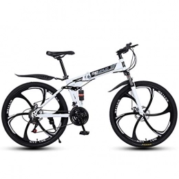 JIAWYJ Bicicletas de montaña plegables YANGHAO-Bicicleta de montaña para adultos- Bicicleta de montaña de 27 pulgadas de 27 pulgadas para adultos, marco de suspensión completo de aluminio ligero, tenedor de suspensión, freno de disco, blan