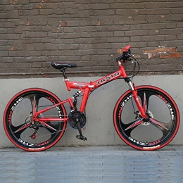 YEARLY Montaña Bicicleta Plegable, Adultos Bicicleta Plegable 21 velocidades Regalo de Estudiante Bicicleta Plegable-Rojo 26inch