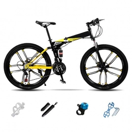 YRYBZ Bici de Montaña Unisex, Bicicleta MTB Adulto, 24 Pulgadas, 26 Pulgadas, Bicicleta MTB Plegable con Doble Freno Disco, 27 Velocidades Bici Adulto/Amarillo / 26