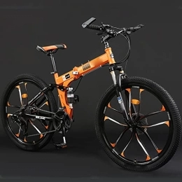 YXGLL Bicicletas de montaña plegables YXGLL Bicicleta de montaña de 24 / 26 Pulgadas, Plegable para Adultos, Todoterreno, 24 / 27, Velocidad Variable, Bicicleta de Estudiante para Hombre y Mujer (Orange 24)