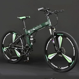 YXGLL Bicicletas de montaña plegables YXGLL Bicicleta de montaña de 24 / 26 Pulgadas, Plegable para Adultos, Todoterreno, 24 / 27, Velocidad Variable, para Estudiantes Masculinos y Femeninos (Green 24)