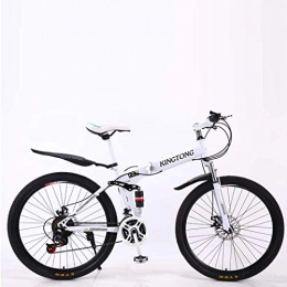 ZTYD Bicicletas Plegables de Bicicleta de montaña, Freno Doble de Disco de 27 velocidades con suspensin Completa Antideslizante, Cuadro de Aluminio liviano, Horquilla de suspensin,White1,26 Inch
