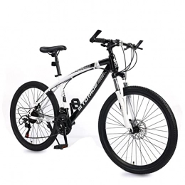 AZXV Bicicleta 21 velocidades Bici de Acero Altamente Carbono Bicicleta de montaña Mecánico Dual Disc-Frenos Abraza de choques Que Absorbe la Bicicleta MTB, Ruedas de 26 Pulgadas, Black White