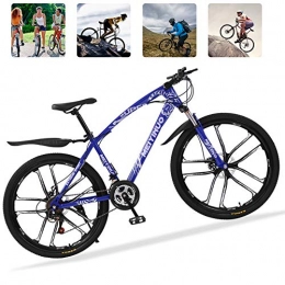M-TOP Bicicletas de montaña 26'' Bicicleta de Carretera para Mujer y Hombre, 21 Velocidad Mountain Bike con Suspensin Delantero, Doble Freno de Disco, Bicicletas Montaa de Carbon Acero, Azul, 10 Spokes
