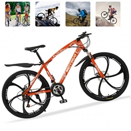 M-TOP Bicicletas de montaña 26'' Bicicleta de Carretera para Mujer y Hombre, 21 Velocidad Mountain Bike con Suspensin Delantero, Doble Freno de Disco, Bicicletas Montaa de Carbon Acero, Naranja, 6 Spokes