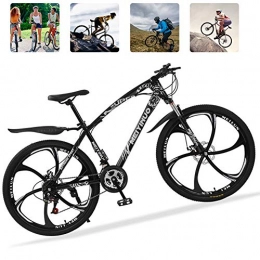M-TOP Bicicleta 26'' Bicicleta de Carretera para Mujer y Hombre, 21 Velocidad Mountain Bike con Suspensin Delantero, Doble Freno de Disco, Bicicletas Montaa de Carbon Acero, Negro, 6 Spokes