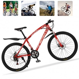 M-TOP Bicicleta 26'' Bicicleta de Carretera para Mujer y Hombre, 21 Velocidad Mountain Bike con Suspensin Delantero, Doble Freno de Disco, Bicicletas Montaa de Carbon Acero, Rojo, 40 Spokes