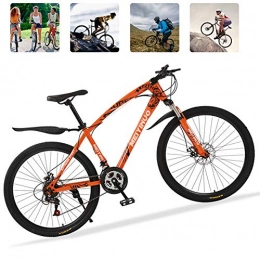 M-TOP Bicicletas de montaña 26'' Bicicleta de Carretera para Mujer y Hombre, 21 Velocidad Mountain Bike con Suspensión Delantero, Doble Freno de Disco, Bicicletas Montaña de Carbon Acero, Naranja, 30 Spokes